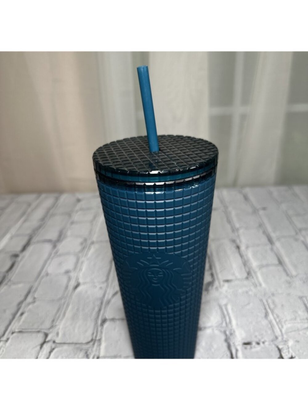 Starbucks Teal Blue Soft Touch Grid Tumbler (Cold Cup) - 24 oz - Picture 5 of 8